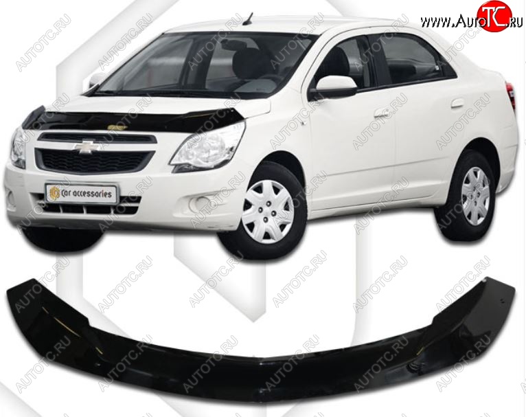2 199 р. Дефлектор капота CA-Plastic  Chevrolet Cobalt (2011-2016) седан дорестайлинг (Classic черный, Без надписи)  с доставкой в г. Воронеж