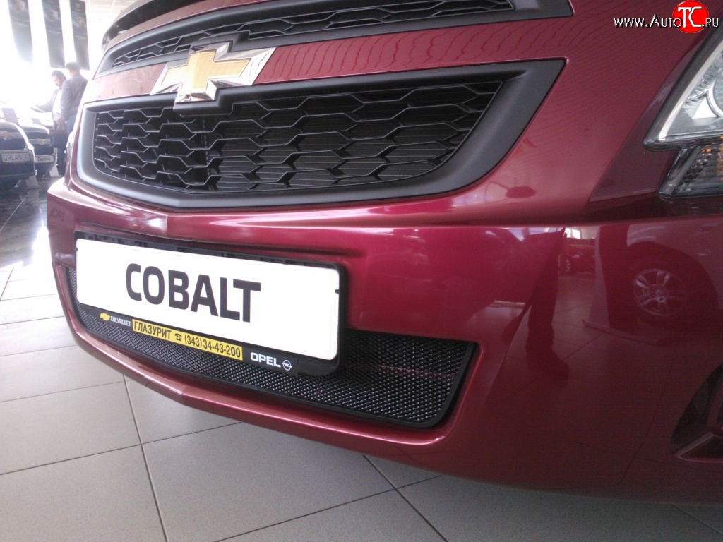 2 089 р. Нижняя сетка на бампер Russtal (черная) Chevrolet Cobalt седан дорестайлинг (2011-2016)  с доставкой в г. Воронеж