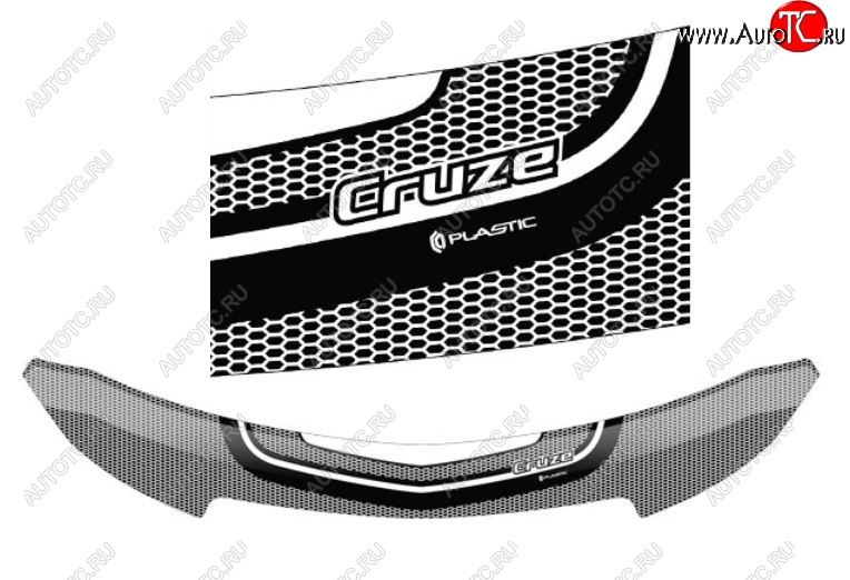 2 299 р. Дефлектор капота CA-Plastiс  Chevrolet Cruze ( J300,  D2LC) (2009-2018) седан дорестайлинг, седан рестайлинг (Серия Art белая)  с доставкой в г. Воронеж