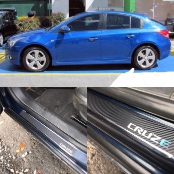 2 489 р. Накладки порожков салона INOX  Chevrolet Cruze ( HR51S,HR81S,  J300,  J305,  J308,  D2LC,  D2LC-K) (2001-2018) хэтчбек (Япония), седан дорестайлинг, хэтчбек дорестайлинг, седан рестайлинг, универсал рестайлинг, хэтчбек рестайлинг (нержавеющая сталь + карбон)  с доставкой в г. Воронеж. Увеличить фотографию 8