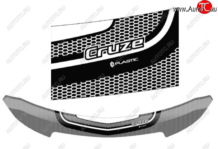 2 299 р. Дефлектор капота CA-Plastiс  Chevrolet Cruze  J305 (2009-2015) хэтчбек дорестайлинг, хэтчбек рестайлинг (Серия Art белая)  с доставкой в г. Воронеж