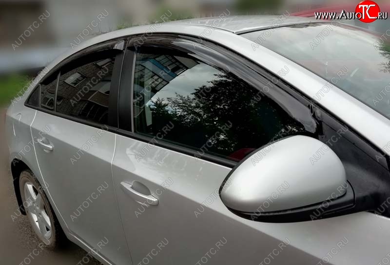 3 199 р. Дефлекторы окон (ветровики) SIM Chevrolet Cruze J300 седан дорестайлинг (2009-2012)  с доставкой в г. Воронеж