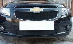 1 469 р. Нижняя сетка на бампер Russtal (черная) Chevrolet Cruze J300 седан рестайлинг (2012-2015)  с доставкой в г. Воронеж. Увеличить фотографию 4