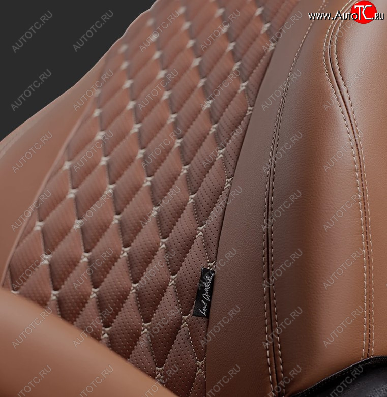 17 449 р. Чехлы для сидений Lord Autofashion Байрон (экокожа, спинка 60/40, 2 П- и 1 Г-образных подголовника)  Chevrolet Cruze ( J300,  J305,  J308) (2009-2015) седан дорестайлинг, хэтчбек дорестайлинг, седан рестайлинг, универсал рестайлинг, хэтчбек рестайлинг (Коричневый, вставка коричневая, строчка бежевая)  с доставкой в г. Воронеж