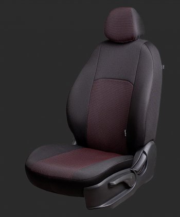 Чехлы для сидений Lord Autofashion Дублин (жаккард, спинка 60/40, 2П- и 1Г-образных подголовника) Chevrolet Cruze J300 седан рестайлинг (2012-2015) (Черный, вставка Ёж Красный)