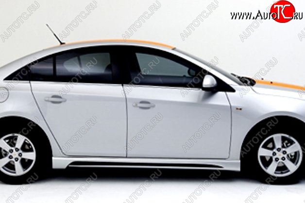 4 199 р. Пороги накладки Extrime Chevrolet Cruze J300 седан рестайлинг (2012-2015) (Неокрашенные)  с доставкой в г. Воронеж