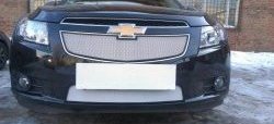 Нижняя сетка на бампер Russtal (хром) Chevrolet Cruze J300 седан рестайлинг (2012-2015)