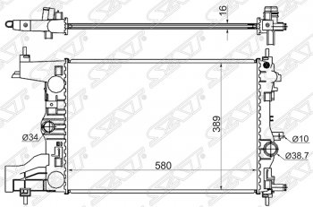 6 649 р. Радиатор двигателя SAT (пластинчатый, 1,4/1,6/1,8, МКПП)  Chevrolet Cruze ( J300,  J305,  J308) (2009-2015), Chevrolet Orlando (2011-2018), Opel Astra  J (2009-2017), Opel Zafira ( С,  C) (2011-2020)  с доставкой в г. Воронеж. Увеличить фотографию 1