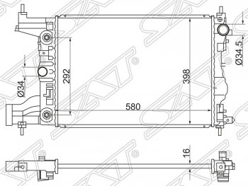 5 199 р. Радиатор двигателя SAT (трубчатый, МКПП/АКПП)  Chevrolet Cruze ( J300,  J305,  J308) - Lacetti ( седан,  универсал,  хэтчбек)  с доставкой в г. Воронеж. Увеличить фотографию 1