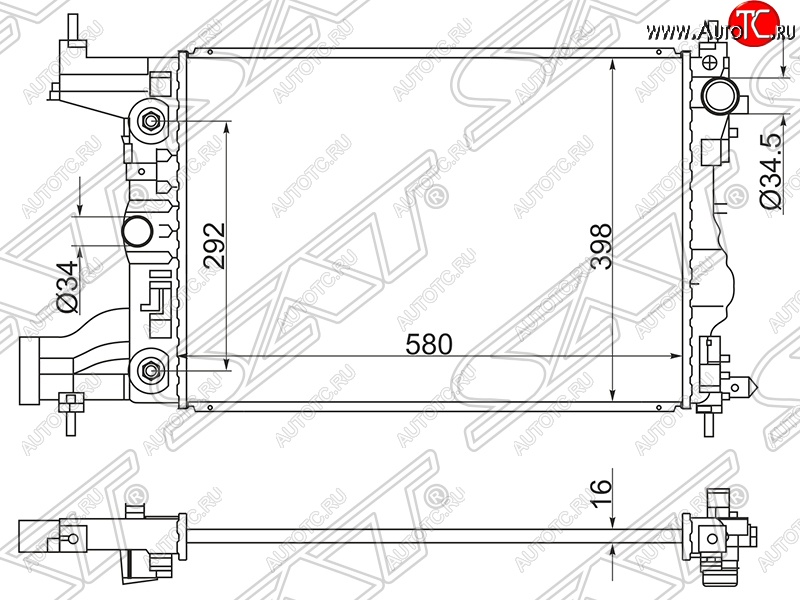 5 199 р. Радиатор двигателя SAT (трубчатый, МКПП/АКПП)  Chevrolet Cruze ( J300,  J305,  J308) - Lacetti ( седан,  универсал,  хэтчбек)  с доставкой в г. Воронеж