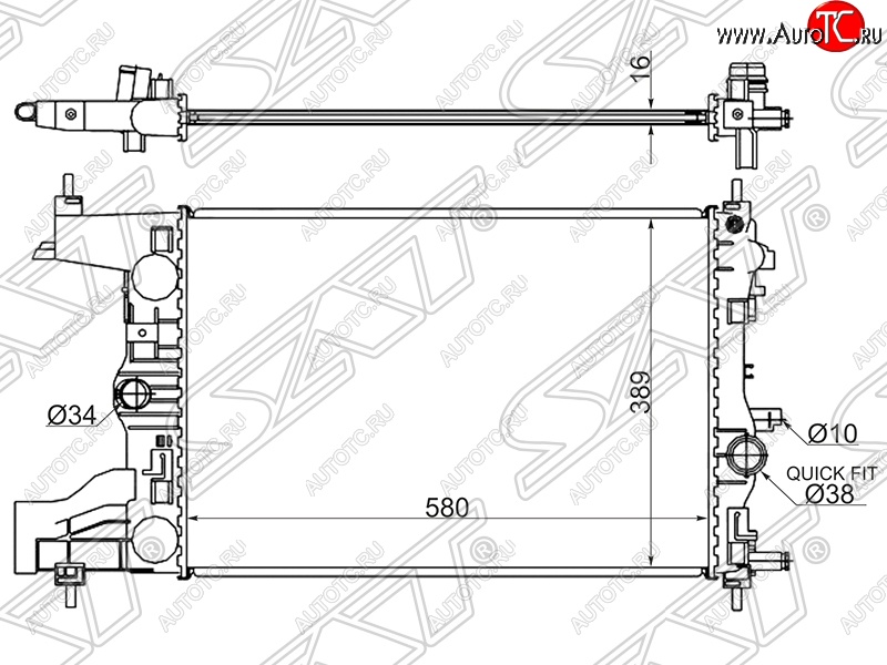 4 099 р. Радиатор двигателя SAT (трубчатый, 1.4/1.6/1.8, МКПП) Opel Astra J хэтчбек 5 дв.  рестайлинг (2012-2017)  с доставкой в г. Воронеж