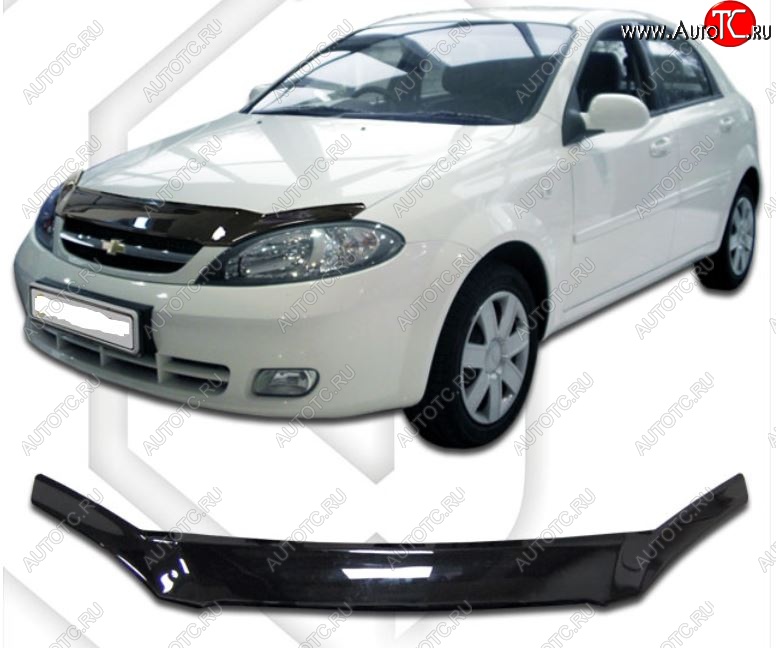 1 999 р. Дефлектор капота CA-Plastic Chevrolet Lacetti хэтчбек (2002-2013) (Classic черный, Без надписи)  с доставкой в г. Воронеж