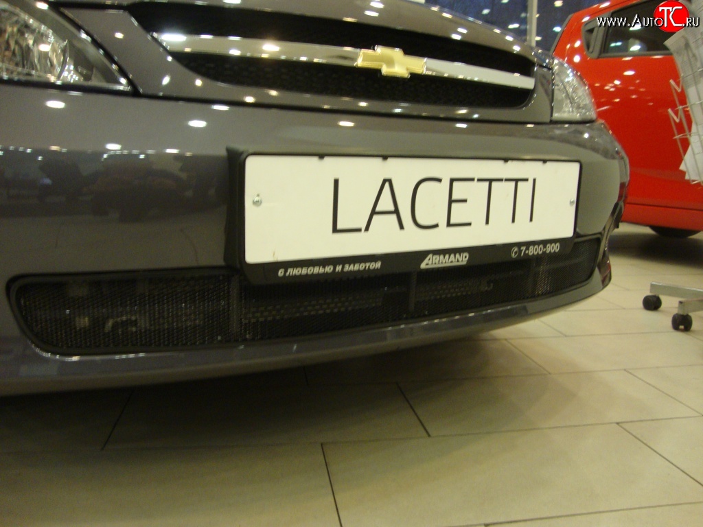 1 469 р. Сетка на бампер Russtal (черная) Chevrolet Lacetti хэтчбек (2002-2013)  с доставкой в г. Воронеж