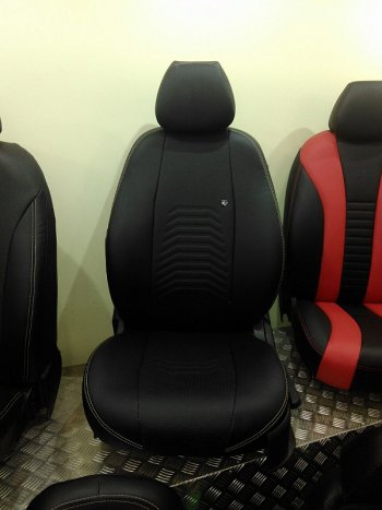 10 899 р. Чехлы для сидений Lord Autofashion Денвер (экокожа)  Chevrolet Lacetti ( седан,  универсал,  хэтчбек) (2002-2013), Daewoo Gentra ( KLAS) (2005-2016) (Чёрный, вставка чёрная)  с доставкой в г. Воронеж. Увеличить фотографию 6