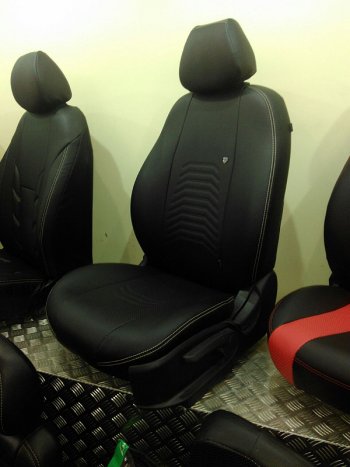 10 899 р. Чехлы для сидений Lord Autofashion Денвер (экокожа)  Chevrolet Lacetti ( седан,  универсал,  хэтчбек) (2002-2013), Daewoo Gentra ( KLAS) (2005-2016) (Чёрный, вставка чёрная)  с доставкой в г. Воронеж. Увеличить фотографию 7