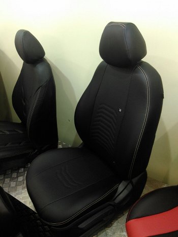 10 899 р. Чехлы для сидений Lord Autofashion Денвер (экокожа)  Chevrolet Lacetti ( седан,  универсал,  хэтчбек) (2002-2013), Daewoo Gentra ( KLAS) (2005-2016) (Чёрный, вставка чёрная)  с доставкой в г. Воронеж. Увеличить фотографию 8