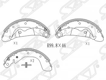 1 399 р. Колодки тормозные SAT (задние) Daewoo Nexia рестайлинг (2008-2015)  с доставкой в г. Воронеж. Увеличить фотографию 1