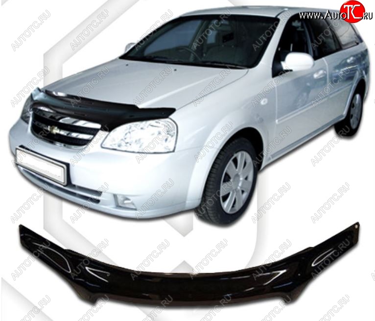 2 079 р. Дефлектор капота CA-Plastic  Chevrolet Lacetti  универсал (2002-2013) (Classic черный, Без надписи)  с доставкой в г. Воронеж
