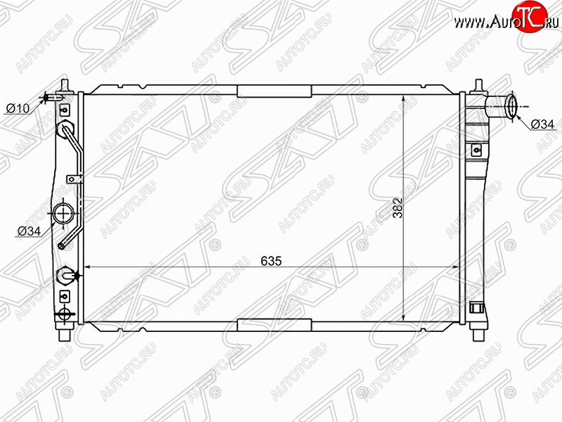 7 599 р. Радиатор двигателя SAT ( (пластинчатый, 1.3/1.5/1.6, АКПП, кондиционер)  Chevrolet Lanos ( T100,  T150,  седан) (1997-2017), Daewoo Sense  Т100 (1997-2008), ЗАЗ Chance ( седан,  хэтчбэк) (2009-2017), ЗАЗ Sens ( седан,  хэтчбэк) (2007-2017)  с доставкой в г. Воронеж