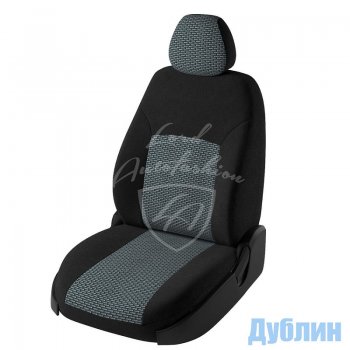 5 399 р. Чехлы для сидений Lord Autofashion Дублин (жаккард, 60/40, 2 горба)  Chevrolet Lanos  T100 (2002-2017) седан (Чёрный, вставка Сеул серый)  с доставкой в г. Воронеж. Увеличить фотографию 2