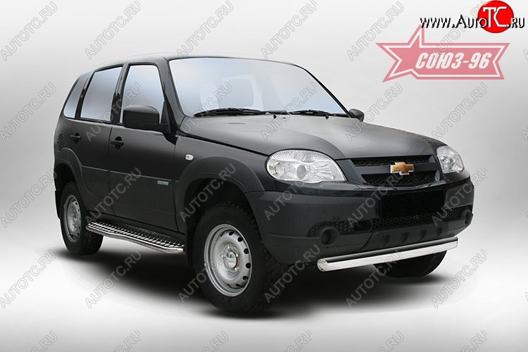 13 229 р. Защита переднего бампера из овальной трубы (d75х42) от Souz-96  Chevrolet Niva  2123 (2009-2020), Лада 2123 (Нива Шевроле) (2009-2021)  с доставкой в г. Воронеж