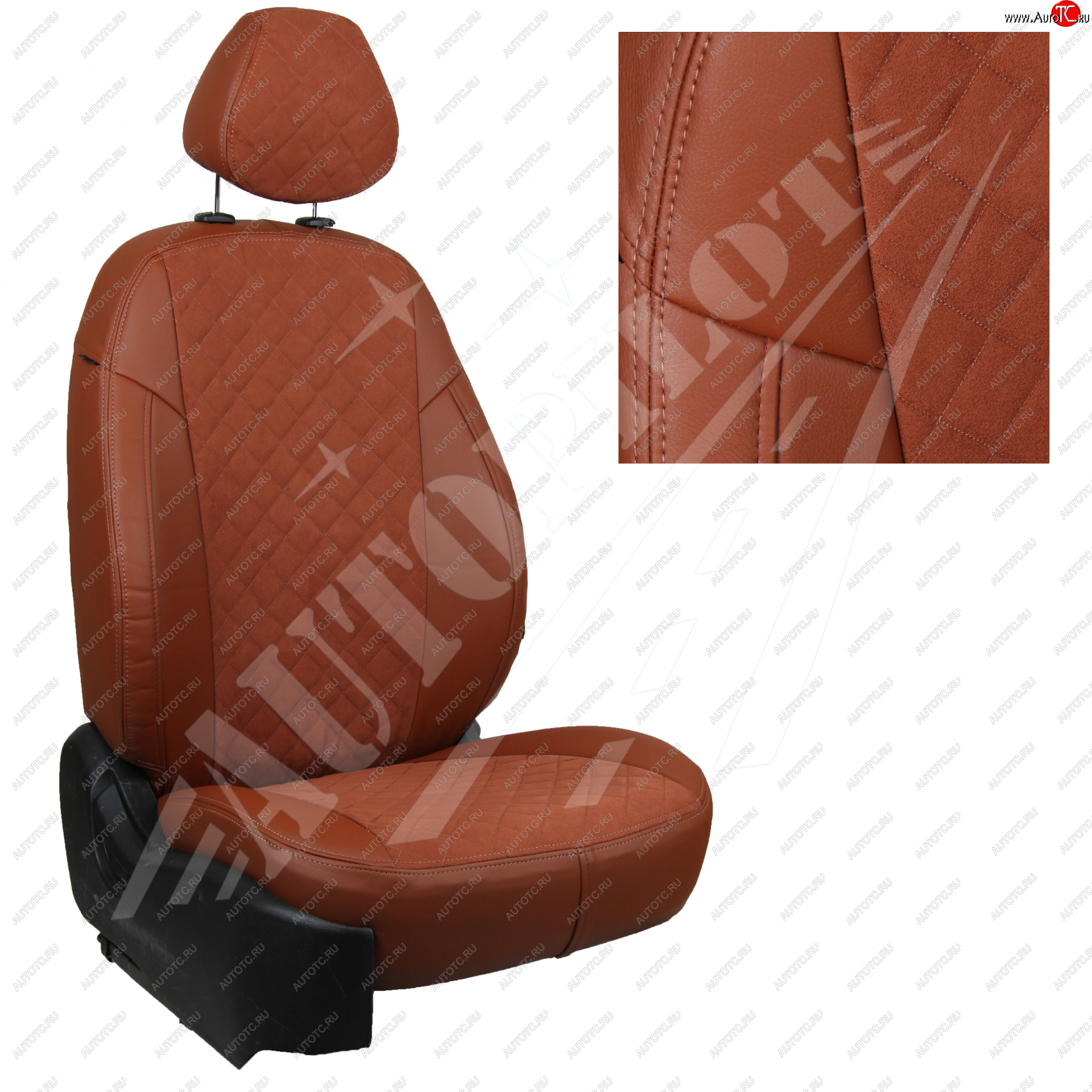14 449 р. Чехлы сидений AUTOPILOT Алькантара Ромб (задние спинка и сиденье 60/40  Chevrolet Spark  M300 (2010-2022) дорестайлинг, 2-ой рестайлинг (Коричневый + Коричневый)  с доставкой в г. Воронеж