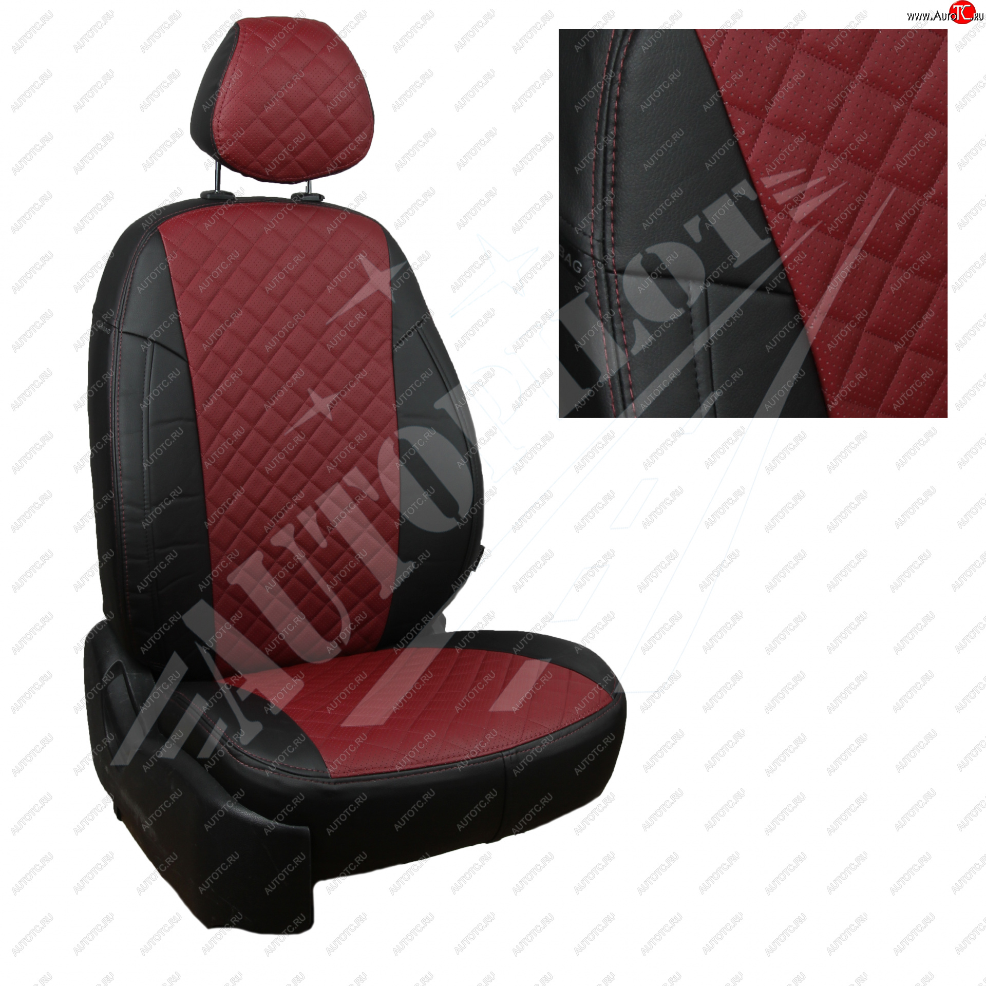14 449 р. Чехлы сидений AUTOPILOT Экокожа Ромб (задние спинка и сиденье 40/60)  Chevrolet Spark  M300 (2010-2022) дорестайлинг, 2-ой рестайлинг (Черный + Бордовый)  с доставкой в г. Воронеж
