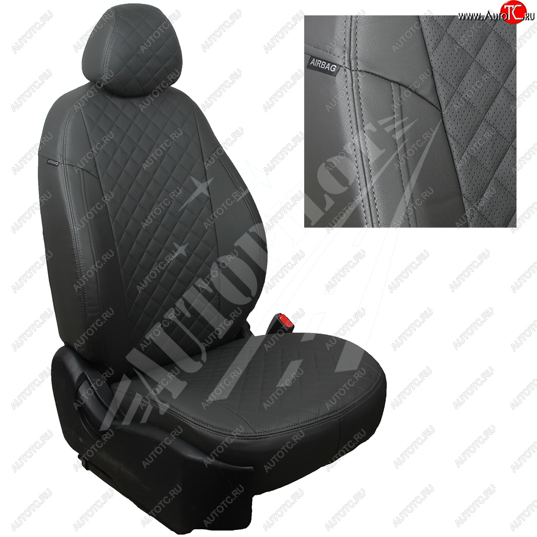 8 749 р. Чехлы сидений AUTOPILOT Экокожа Ромб (задние спинка и сиденье 40/60)  Chevrolet Spark  M300 (2010-2022) дорестайлинг, 2-ой рестайлинг (Темно серый + Темный серый)  с доставкой в г. Воронеж