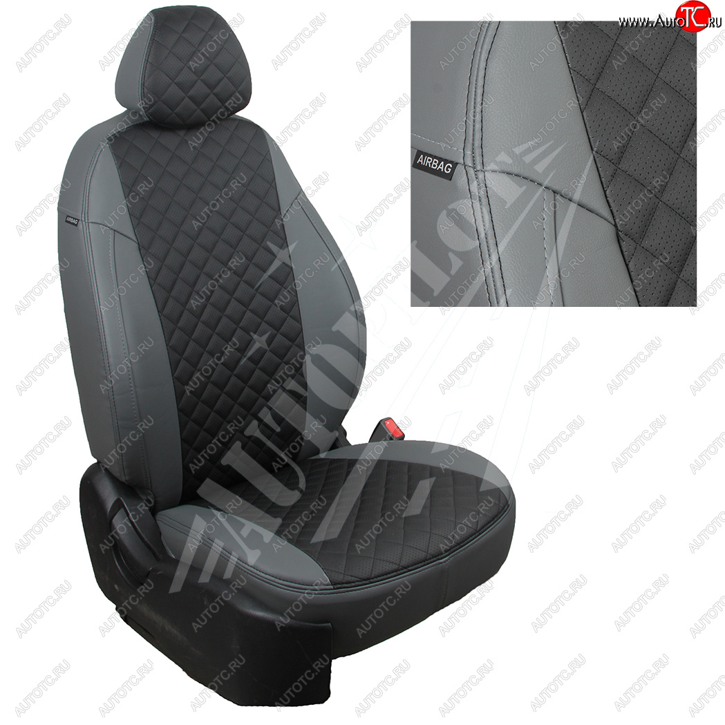 14 449 р. Чехлы сидений AUTOPILOT Экокожа Ромб (задние спинка и сиденье 40/60)  Chevrolet Spark  M300 (2010-2022) дорестайлинг, 2-ой рестайлинг (Серый + Черный)  с доставкой в г. Воронеж
