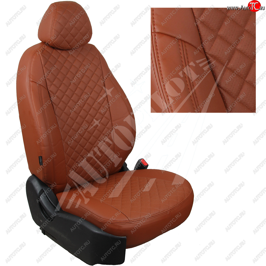 14 449 р. Чехлы сидений AUTOPILOT Экокожа Ромб (задние спинка и сиденье 40/60)  Chevrolet Spark  M300 (2010-2022) дорестайлинг, 2-ой рестайлинг (Коричневый + Коричневый)  с доставкой в г. Воронеж