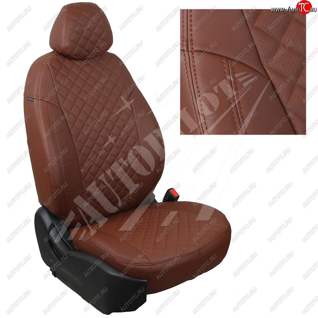 8 749 р. Чехлы сидений AUTOPILOT Экокожа Ромб (задние спинка и сиденье 40/60)  Chevrolet Spark  M300 (2010-2022) дорестайлинг, 2-ой рестайлинг (Темно коричневый + Темно коричневый)  с доставкой в г. Воронеж