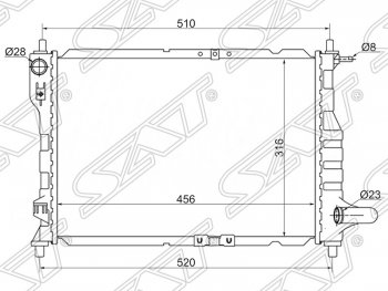 2 579 р. Радиатор двигателя SAT (трубчатый, МКПП/АКПП) Chevrolet Spark M300 дорестайлинг (2010-2015)  с доставкой в г. Воронеж. Увеличить фотографию 1