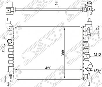 Радиатор двигателя SAT (пластинчатый) Chevrolet Spark M300 дорестайлинг (2010-2015)