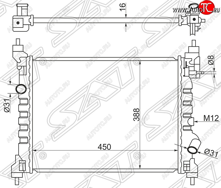 6 899 р. Радиатор двигателя SAT (пластинчатый) Chevrolet Spark M300 дорестайлинг (2010-2015)  с доставкой в г. Воронеж