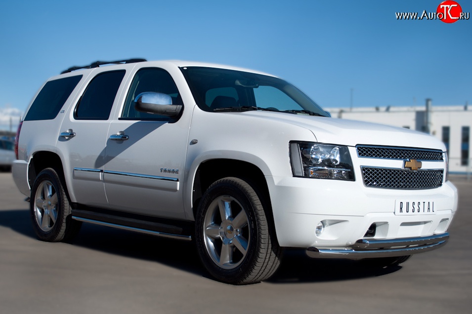 16 949 р. Защита порогов SLITKOFF из круглой трубы диаметром 42 мм (рестайлинг) Chevrolet Tahoe GMT900 5 дв. (2006-2013)  с доставкой в г. Воронеж