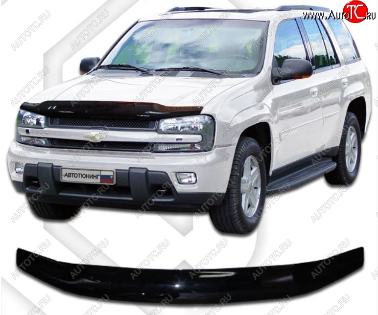 2 159 р. Дефлектор капота CA-Plastic  Chevrolet Trailblazer  GMT360 (2006-2012) рестайлинг (Classic черный, Без надписи)  с доставкой в г. Воронеж