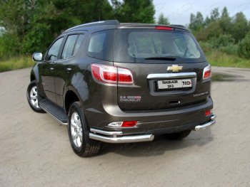 Защита заднего бампера (уголки двойные) ТСС 76,1/42,4 мм Chevrolet Trailblazer GM800 рестайлинг (2016-2020)