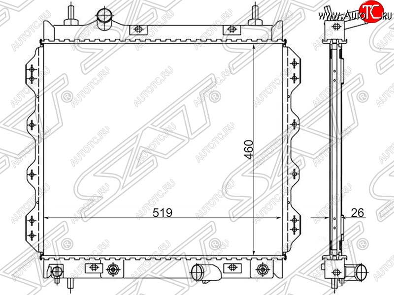 8 299 р. Радиатор двигателя SAT (пластинчатый, 1.6/2.0/2.4/2.4T, МКПП/АКПП) Chrysler PT Cruiser  дорестайлинг (2000-2005)  с доставкой в г. Воронеж
