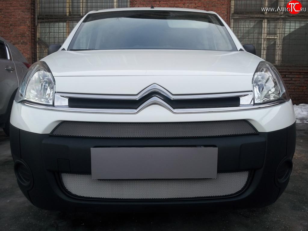 2 879 р. Сетка на бампер (рестайлинг) Russtal (хром) CITROEN Berlingo B9 дорестайлинг (2008-2016)  с доставкой в г. Воронеж