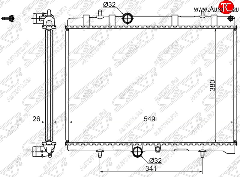 5 349 р. Радиатор двигателя SAT (пластинчатый, 1.6T/1.6D/2.0D/1.8/2.0/2.0D, МКПП/АКПП)  CITROEN Berlingo (B9), C4, C5 (RD,  RW), DS4 (PF1), DS5 (PF2), Xsara (N0,  N1), Peugeot 3008, 307 (хэтчбэк 3 дв.,  универсал,  хэтчбэк 5 дв.), 308 (T7,  T9), 407 (универсал,  седан), Partner (Tepee)  с доставкой в г. Воронеж