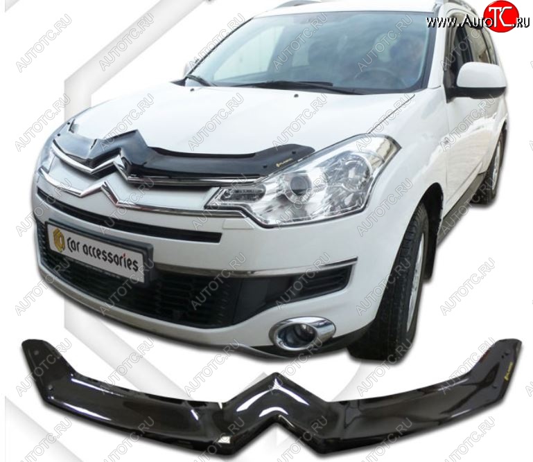 2 079 р. Дефлектор капота CA Plastic (черный)  CITROEN C-crosser (2007-2012) (Classic черный, Без надписи)  с доставкой в г. Воронеж