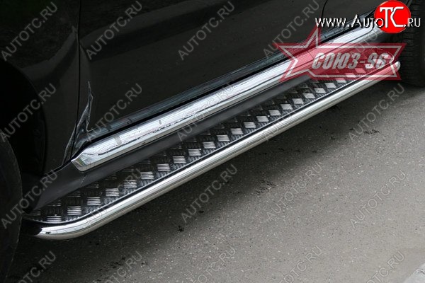 4 199 р. Защита порогов с листом Souz-96 (d42). CITROEN C-crosser (2007-2012)  с доставкой в г. Воронеж