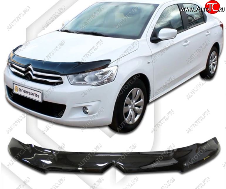 2 399 р. Дефлектор капота CA-Plastiс exclusive  CITROEN C-elysee  дорестайлинг (2012-2017) (Classic черный , Без надписи)  с доставкой в г. Воронеж