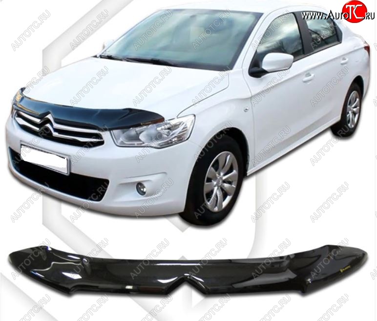 2 079 р. Дефлектор капота CA-Plastic  CITROEN C-elysee  дорестайлинг (2012-2017) (Classic черный, Без надписи)  с доставкой в г. Воронеж