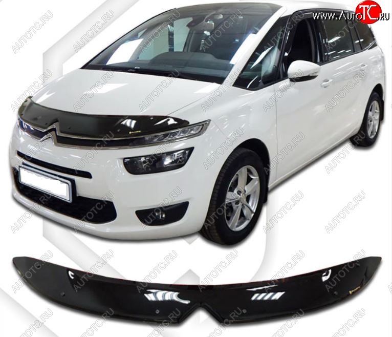 2 079 р. Дефлектор капота CA-Plastiс CITROEN C4 picasso 3D минивэн дорестайлинг (2014-2016) (Classic черный, Без надписи)  с доставкой в г. Воронеж