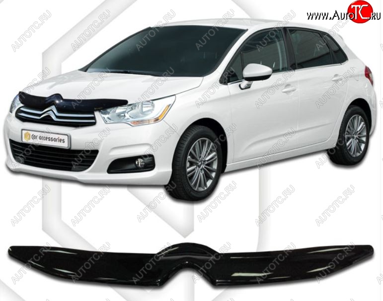 1 899 р. Дефлектор капота CA-Plastic  CITROEN C4  B7 (2011-2018) хэтчбэк 5 дв. (Classic черный, Без надписи)  с доставкой в г. Воронеж