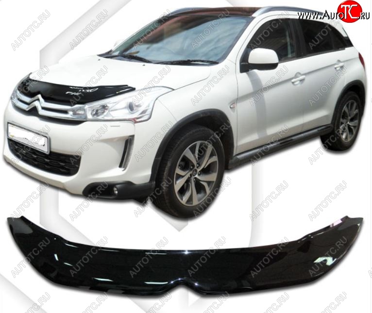 2 079 р. Дефлектор капота CA-Plastiс CITROEN C4 aircross (2012-2017) (Classic черный, Без надписи)  с доставкой в г. Воронеж