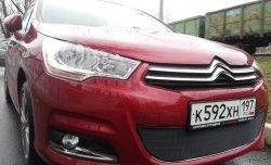 1 469 р. Сетка на бампер (хетчбек) Russtal (черная) CITROEN C4 B7 хэтчбэк 5 дв. (2011-2018)  с доставкой в г. Воронеж. Увеличить фотографию 2