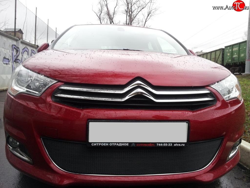 1 469 р. Сетка на бампер (хетчбек) Russtal (черная) CITROEN C4 B7 хэтчбэк 5 дв. (2011-2018)  с доставкой в г. Воронеж