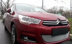 1 539 р. Сетка на бампер (хетчбек) Russtal (хром) CITROEN C4 B7 хэтчбэк 5 дв. (2011-2018)  с доставкой в г. Воронеж. Увеличить фотографию 3